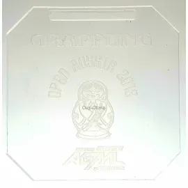 Персонализированная медаль из прозрачного акрила квадратная с гравировкой в интернет-магазине kubki-olimp.ru и cup-olimp.ru Фото 0