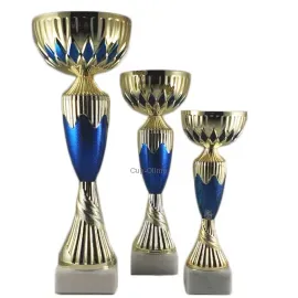 кубок спортивный К606, Цвет: золото/синий, Высота кубка, см.: 22, Диаметр чаши, мм.: 80