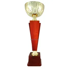 Кубок деревянный KB 6020, Цвет: золото/красный, Высота кубка, см.: 37.5, Диаметр чаши, мм.: 120