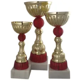 кубок K210 С (3), Цвет: золото/красный, Высота кубка, см.: 20, Диаметр чаши, мм.: 80