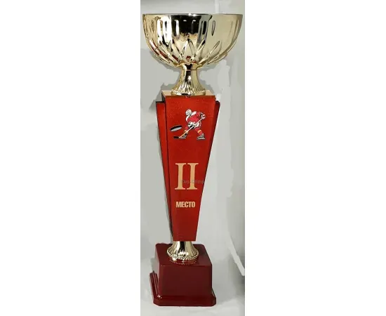 Кубок Н 6020C (3)хоккей, Цвет: золото/красный, Высота кубка, см.: 37.5, Диаметр чаши, мм.: 120