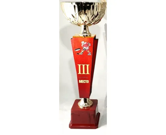 Комплект хоккейных кубков, Цвет: золото/красный, Высота кубка, см.: 35.5, Диаметр чаши, мм.: 120, изображение 2
