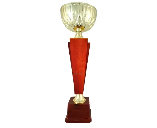 Кубок из дерева KB 6020, Цвет: золото/красный, Высота кубка, см.: 35.5, Диаметр чаши, мм.: 120