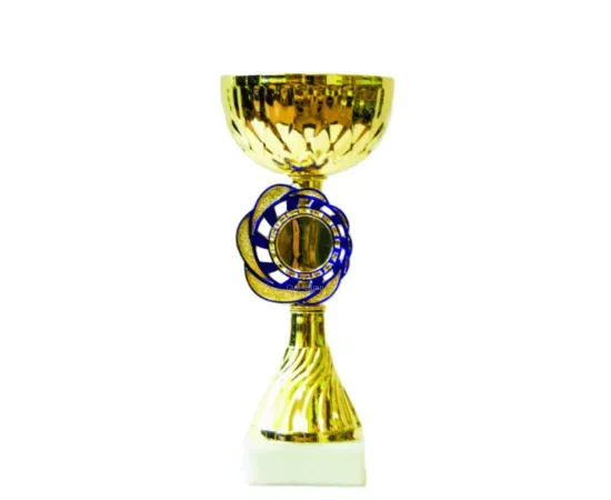 Кубок наградной K662, Цвет: золото/синий, Высота кубка, см.: 18.5, Диаметр чаши, мм.: 80