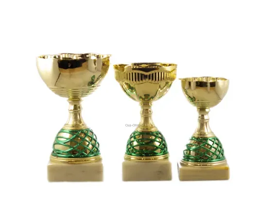 Спортивный кубок К544, Цвет: золото/зеленый, Высота кубка, см.: 15.5, Диаметр чаши, мм.: 80