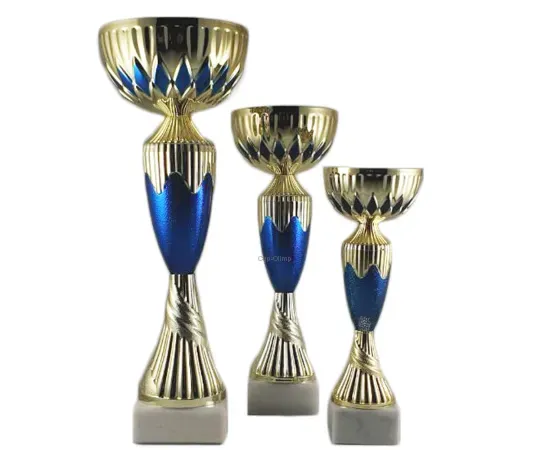 Спортивный кубок К606, Цвет: золото/синий, Высота кубка, см.: 22, Диаметр чаши, мм.: 80