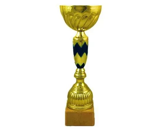 Кубок K606C (3), Цвет: золото/синий, Высота кубка, см.: 28, Диаметр чаши, мм.: 100